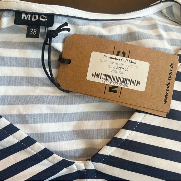 NWT‎ MDC Sport Nantucket Golf Club Blue & White Stripe V-Neck Golf Dress Sz 6 - Picture 9 of 11